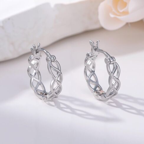 Celtic Earrings Sterling Silver Hoop Earrings Celtic Knot Huggie Earrings for Women in Kuwait