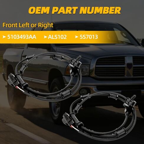 ABS Wheel Speed Sensors Compatible with Dodge Ram 2500/Ram 3500 2003 2004 2005,2PC Front Driver and Passenger ABS Sensor Replace 5103493AA in Kuwait