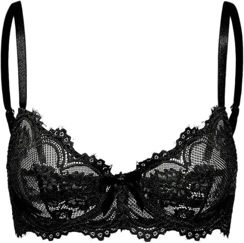 Women's Plus Size Lace Mesh Bras Spaghetti Strap Triangle Bra with Back Closure Comfy Elegant Underwear in Saudi Arabia
