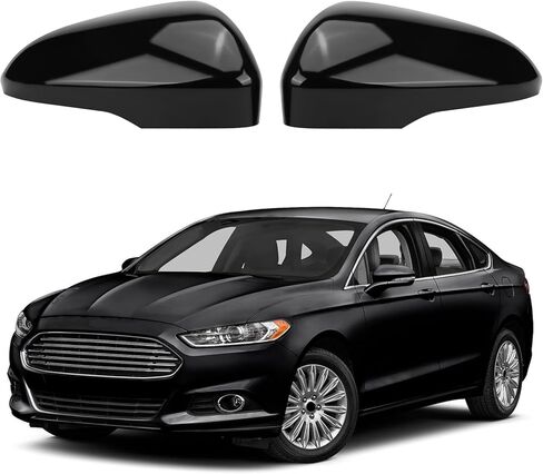 Side Mirror Cover Caps Compatible with Ford Fusion 2013-2022 Glossy Black，Door Mirror Cover Cap Replacement Pair With Turn Signal, DS7Z-17D742-AAPTM，DS7Z-17D743-AAPTM in Kuwait