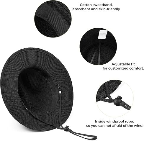 Panama Hat Sun Hats for Men Women Wide Brim Fedora Straw Beach Hat UV UPF 80+ in Saudi Arabia