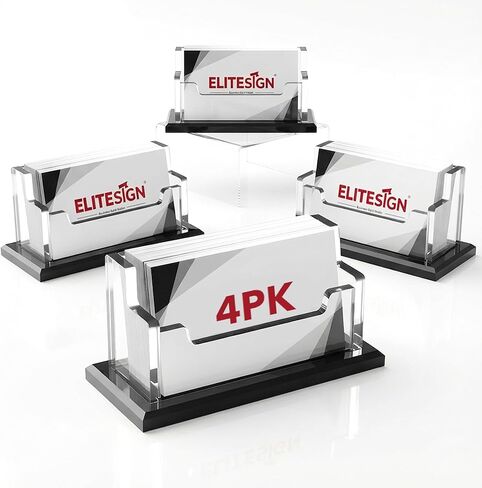 2 Pack Business Card Holder - Business Card Organizer with Black Base, Acrylic Name Cards Holder for Office, Reception, Vendor Booth and Trade Shows, Basic Office Supplies for Desk in Kuwait