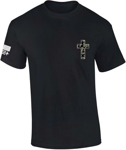 Trenz Shirt Company Mens Christian Tshirt Camo Cross Crest Short Sleeve T-Shirt in Saudi Arabia