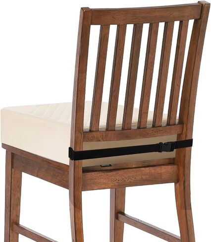 Booster Cushion for Adults - 18x18x5 Medium-Firm Seat Cushion for Home, Office, Wheelchair, Car - Washable Velvety Cover with Waterproof Layer, Removable Strap & Non-Slip Base - Beige in Kuwait