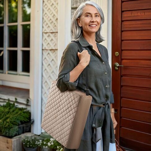 Booster Cushion for Adults - 18x18x5 Medium-Firm Seat Cushion for Home, Office, Wheelchair, Car - Washable Velvety Cover with Waterproof Layer, Removable Strap & Non-Slip Base - Beige in Kuwait