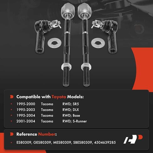 A-Premium Set of 4, Front Inner & Outer Tie Rod End Kit, Compatible with Toyota Tacoma 1995-2004, RWD in Saudi Arabia