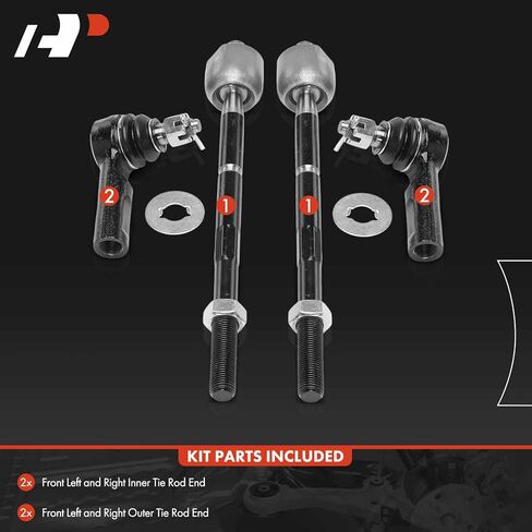 A-Premium Set of 4, Front Inner & Outer Tie Rod End Kit, Compatible with Toyota Tacoma 1995-2004, RWD in Saudi Arabia