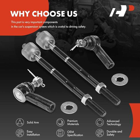 A-Premium Set of 4, Front Inner & Outer Tie Rod End Kit, Compatible with Toyota Tacoma 1995-2004, RWD in Saudi Arabia
