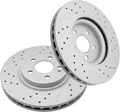 Front Drilled & Slotted Disc Brake Rotors for Mercedes-Benz CLA250 2014 2015 2016 2017 2018 2019 in Kuwait