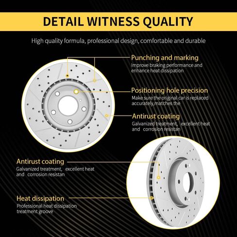 Front Drilled & Slotted Disc Brake Rotors for Mercedes-Benz CLA250 2014 2015 2016 2017 2018 2019 in Kuwait