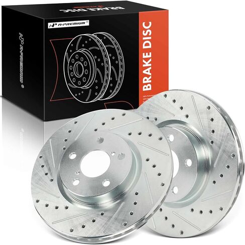 A-Premium 10.91 inch (277mm) Front Drilled and Slotted Disc Brake Rotors Compatible with Select Subaru Models - Impreza 2017-2023, 2-PC Set in Saudi Arabia