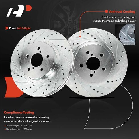 A-Premium 10.91 inch (277mm) Front Drilled and Slotted Disc Brake Rotors Compatible with Select Subaru Models - Impreza 2017-2023, 2-PC Set in Saudi Arabia