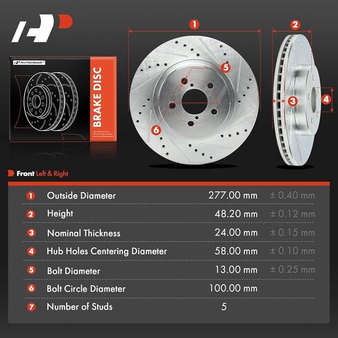 A-Premium 10.91 inch (277mm) Front Drilled and Slotted Disc Brake Rotors Compatible with Select Subaru Models - Impreza 2017-2023, 2-PC Set in Saudi Arabia