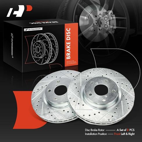 A-Premium 10.91 inch (277mm) Front Drilled and Slotted Disc Brake Rotors Compatible with Select Subaru Models - Impreza 2017-2023, 2-PC Set in Saudi Arabia