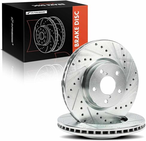 A-Premium 10.91 inch (277mm) Front Drilled and Slotted Disc Brake Rotors Compatible with Select Subaru Models - Impreza 2017-2023, 2-PC Set in Saudi Arabia