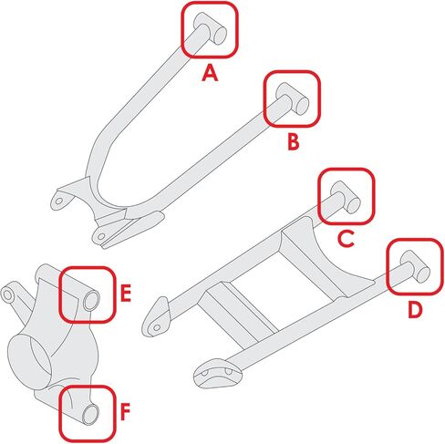 Powersports Replacement Parts for Rear A-Arm Inner Pivot Shaft and Bushings for Polaris Ranger Crew 900 6P 2017-18 Mod-C33C-73122 in Saudi Arabia