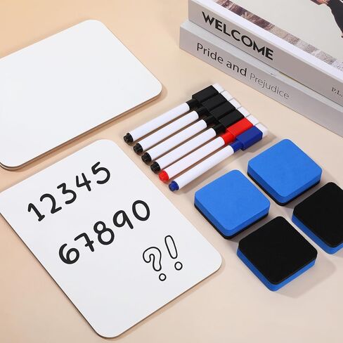 12 Sets Small White Board Small Dry Erase Board, 5"x7" Double Sided Mini Whiteboard with Dry Erase Markers & Erasers for School Home Office, Classroom Must Haves Students Teacher Supplies in Kuwait