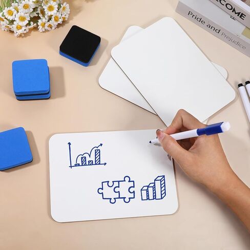 12 Sets Small White Board Small Dry Erase Board, 5"x7" Double Sided Mini Whiteboard with Dry Erase Markers & Erasers for School Home Office, Classroom Must Haves Students Teacher Supplies in Kuwait