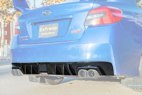 Replacement For 2015-2021 Subaru WRX STi | JDM Performance Style Rear Bumper Lower Fin Diffuser (ABS Plastic - Painted Glossy Black) in Kuwait