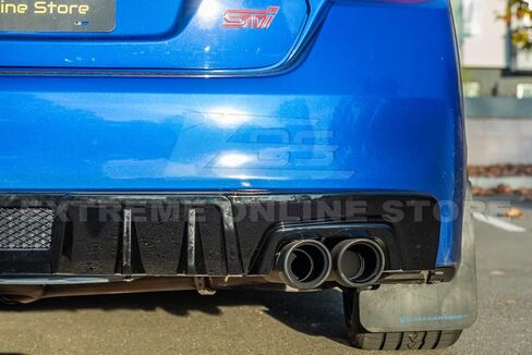 Replacement For 2015-2021 Subaru WRX STi | JDM Performance Style Rear Bumper Lower Fin Diffuser (ABS Plastic - Painted Glossy Black) in Kuwait