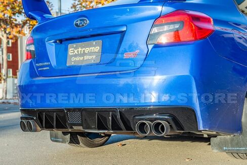 Replacement For 2015-2021 Subaru WRX STi | JDM Performance Style Rear Bumper Lower Fin Diffuser (ABS Plastic - Painted Glossy Black) in Kuwait