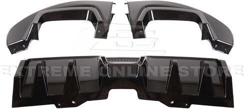 Replacement For 2015-2021 Subaru WRX STi | JDM Performance Style Rear Bumper Lower Fin Diffuser (ABS Plastic - Painted Glossy Black) in Kuwait