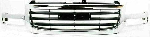 Front Bumper Steel With Brackets+ Grille Chrome + Lower Valance + Head Lights & Park Lamps Left and Right Side Direct Replacement Compatible With 2003-2006 GMC Sierra 1500 in Saudi Arabia