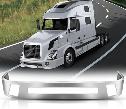 Heavy Duty Steel Bumper For 1997-2014 Volvo VNL Truck W/Vent Holes & Fog Light Cutout,W/Steel Barcket,Chrome Color in Kuwait