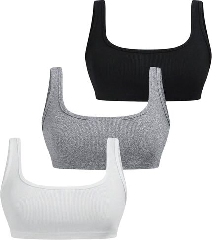 WDIRARA Women's 3 Pack Crop Tank Tops Ribbed Knit Scoop Neck Basic Sleeveless Tops in Saudi Arabia