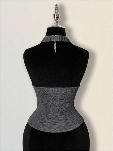 Milumia Women's Deep V Halter Tops Y2k Sleeveless Zip Up Lace Up Sexy Party Vest Tops in Saudi Arabia