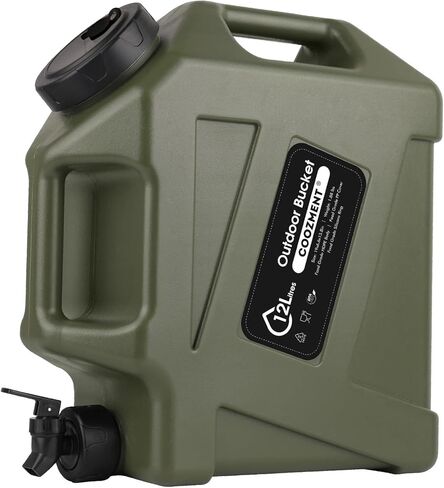 COOZMENT 3.2 Gallon/5 Gallon Water Containers with Spigot, BPA Free Water Jug, Military Green Water Tank, Multifunction Water Storage Containers for Camping Outdoor Hiking,Emergency Storage in Saudi Arabia