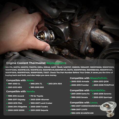 302-170 Universal Engine Coolant Thermostat for Honda Acura Hyundai Kia INFINITI Lexus Mitsubishi Nissan Saturn Toyota Volvo in Kuwait