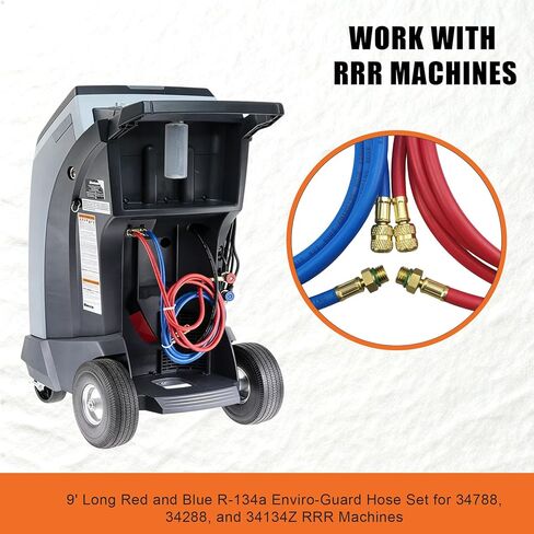 مجموعة خرطوم حماية البيئة 9FT 34722 لخراطيم Robinair Hvac، مجموعة خرطوم حماية Enviro باللون الأحمر والأزرق R-134a لآلات Robinair 34788، 34288، 34134Z RRR، ضغط عمل 740 رطل لكل بوصة مربعة / ضغط انفجار 3700 رطل لكل بوصة مربعة in Kuwait