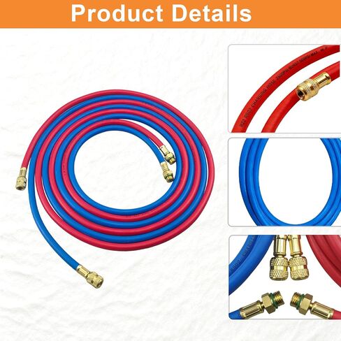 مجموعة خرطوم حماية البيئة 9FT 34722 لخراطيم Robinair Hvac، مجموعة خرطوم حماية Enviro باللون الأحمر والأزرق R-134a لآلات Robinair 34788، 34288، 34134Z RRR، ضغط عمل 740 رطل لكل بوصة مربعة / ضغط انفجار 3700 رطل لكل بوصة مربعة in Kuwait