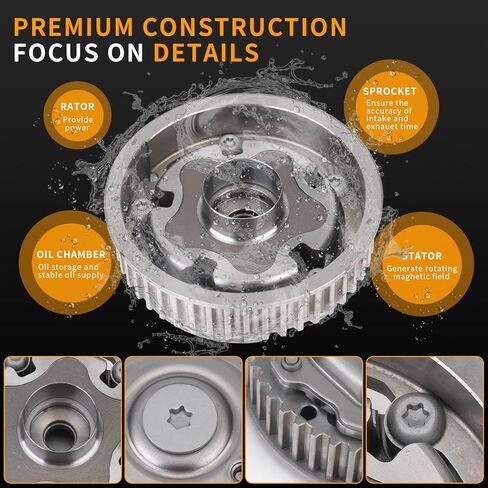 Intake & Exhaust Camshaft VVT Sprocket & Bolts Compatible with Chevy Aveo Aveo5 Cruze Sonic 2010-2017 1.6L 1.8L Replaces# 55567048 55568386 in Kuwait