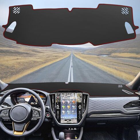 Rifoda Dash Cover Mat Fit for Subaru Forester 2025 2026 Leather Material Anti-Skid Center Console Dashboard UV Rays Protector No Glare Sunshade Cover pad Red Stitching in Saudi Arabia