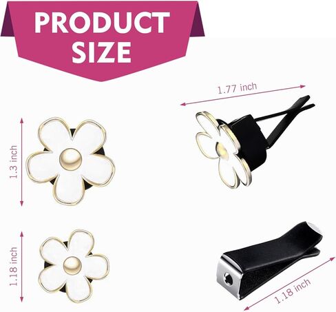 6 PCS Small Daisy Air Conditioning Vent Ornament, Creative Small Fresh Style Flower Aromatherapy, Quick Installation Air Vent Clip Auto Parts, Suitable for Most Cars (White) in Saudi Arabia