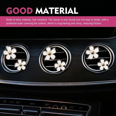 6 PCS Small Daisy Air Conditioning Vent Ornament, Creative Small Fresh Style Flower Aromatherapy, Quick Installation Air Vent Clip Auto Parts, Suitable for Most Cars (White) in Saudi Arabia