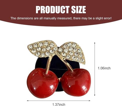 4 PCS Cherry Car Air Vent Freshener Perfume Clip, Creative Alloy Aromatherapy Ornament with Rhinestones, Bling Cute Cherry Decor Car Accessories, Universal for Most Cars (Red) in Kuwait
