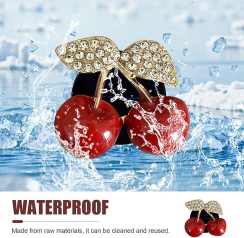 4 PCS Cherry Car Air Vent Freshener Perfume Clip, Creative Alloy Aromatherapy Ornament with Rhinestones, Bling Cute Cherry Decor Car Accessories, Universal for Most Cars (Red) in Kuwait