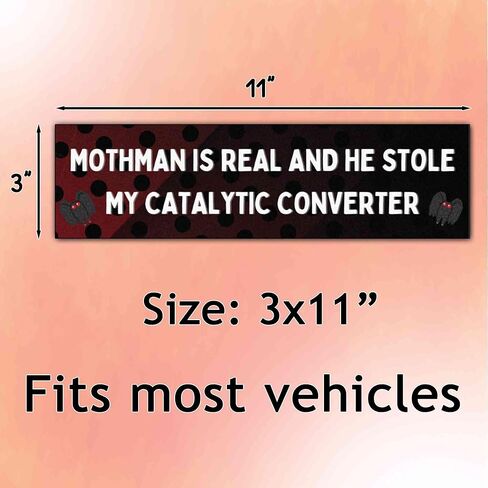 Mothman is Real and He Stole My Catalytic Converter ملصق ممتص للصدمات مضحك من الفينيل مقاوم للطقس ملصق ممتص للصدمات مضحك للسيارات والشاحنات in Saudi Arabia