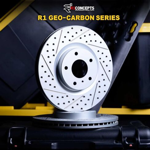 R1 Concepts Rear Brake Rotors For 1994-2004 Ford Mustang| Drilled Slotted Disc Brake Rotors| Brakes and Rotors Brakes and Rotors in Saudi Arabia