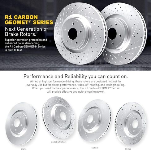 R1 Concepts Rear Brake Rotors For 1994-2004 Ford Mustang| Drilled Slotted Disc Brake Rotors| Brakes and Rotors Brakes and Rotors in Saudi Arabia