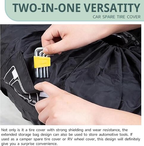 1 PC Car Tire Protector, Car Spare Tire Cover, Spare Tire Storage Bag, Universal for Most Cars (Black #31.49") in Kuwait