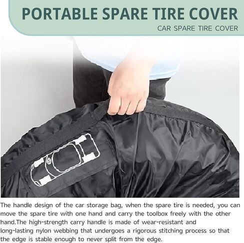 1 PC Car Tire Protector, Car Spare Tire Cover, Spare Tire Storage Bag, Universal for Most Cars (Black #31.49") in Kuwait