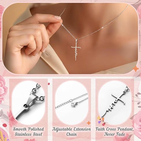 30 Sets Mother's Day Bulk Faith Cross Necklace Christian Gift God Is Within Her She Will Not Fall Card Bible Gift Set Religious Necklace Baptism Favors Birthday Present for Guests Faith Jewelry Women in Kuwait