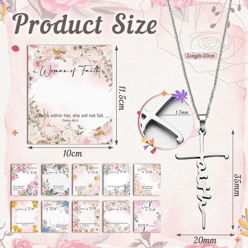 30 Sets Mother's Day Bulk Faith Cross Necklace Christian Gift God Is Within Her She Will Not Fall Card Bible Gift Set Religious Necklace Baptism Favors Birthday Present for Guests Faith Jewelry Women in Kuwait