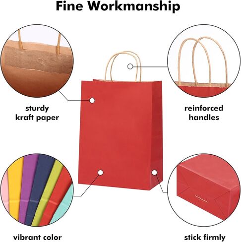 30 قطعة من أكياس الهدايا الورقية مع 30 منديلًا، 6 ألوان للحفلات المفضلة مع مقابض، حقائب هدايا صغيرة لأعياد الميلاد، حفلات استقبال المولود الجديد، مستلزمات الحفلات والحرف اليدوية in Kuwait