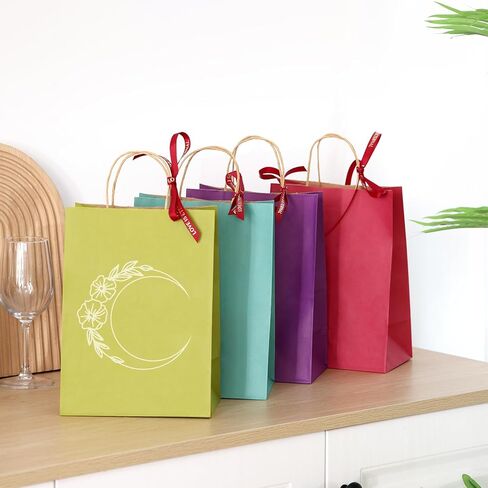 30 قطعة من أكياس الهدايا الورقية مع 30 منديلًا، 6 ألوان للحفلات المفضلة مع مقابض، حقائب هدايا صغيرة لأعياد الميلاد، حفلات استقبال المولود الجديد، مستلزمات الحفلات والحرف اليدوية in Kuwait