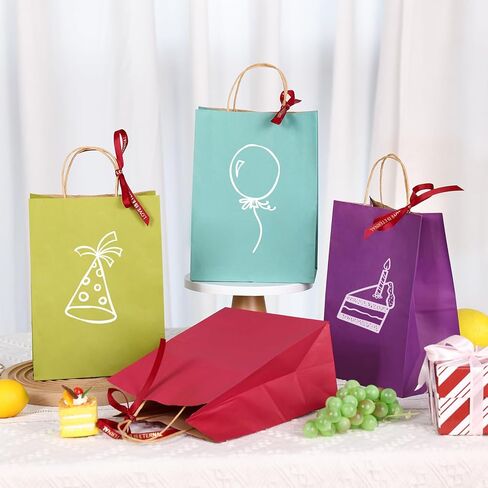 30 قطعة من أكياس الهدايا الورقية مع 30 منديلًا، 6 ألوان للحفلات المفضلة مع مقابض، حقائب هدايا صغيرة لأعياد الميلاد، حفلات استقبال المولود الجديد، مستلزمات الحفلات والحرف اليدوية in Kuwait